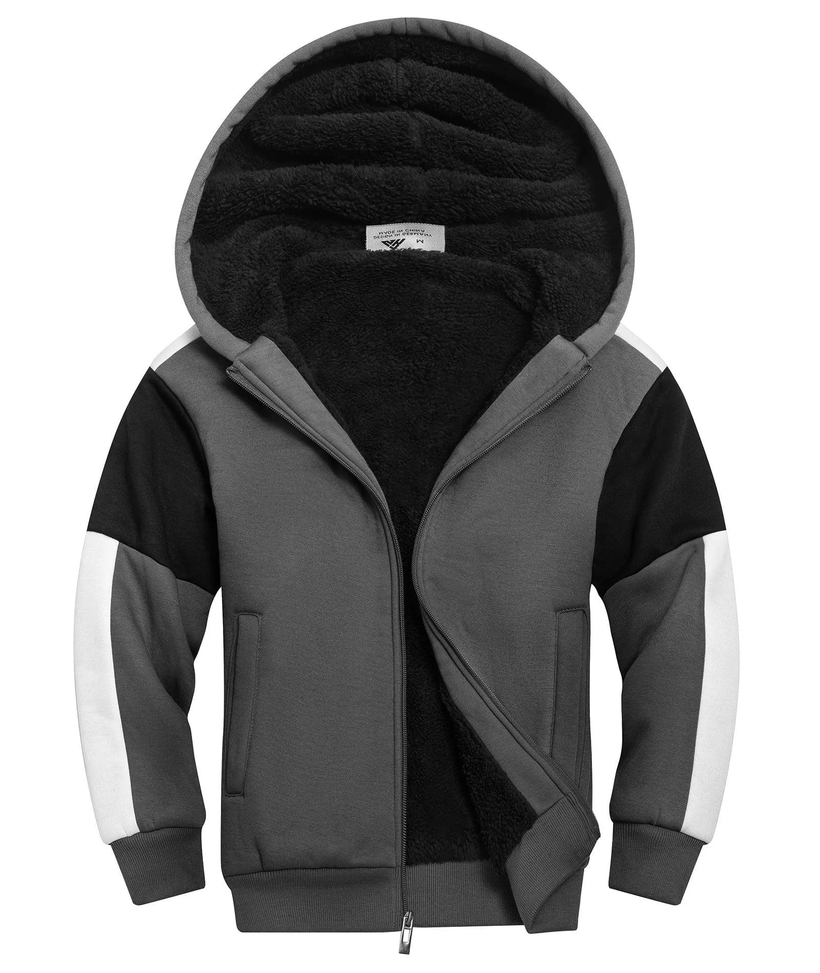 Kid's Long Sleeve Sherpa Lined Fleece Hoodie-ZPK006220