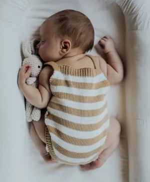 Knitted Jumpsuit - Cotton - Ivory & Beige Stripes