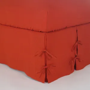 Linen Knotted Bed Skirt - coral