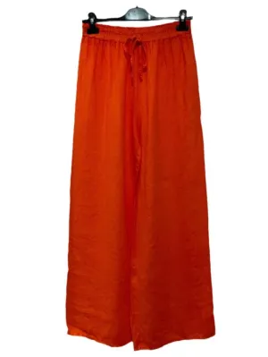 Linen Trousers With Tie Waist Made in Italy One Size