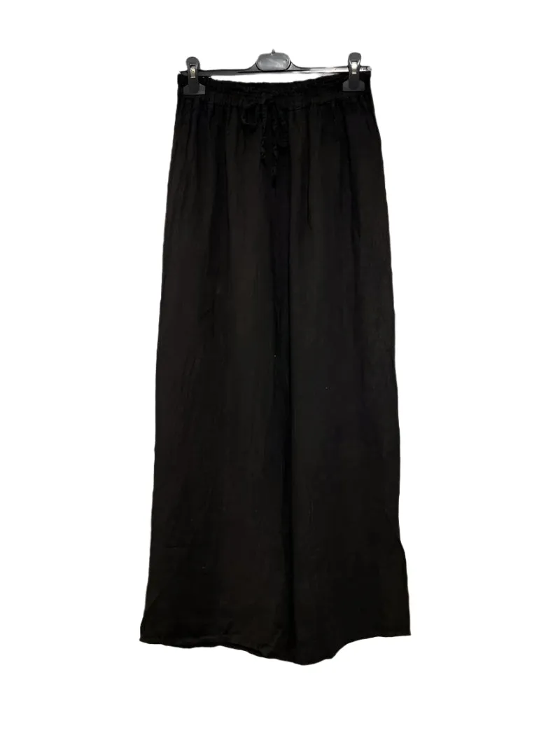 Linen Trousers With Tie Waist Made in Italy One Size