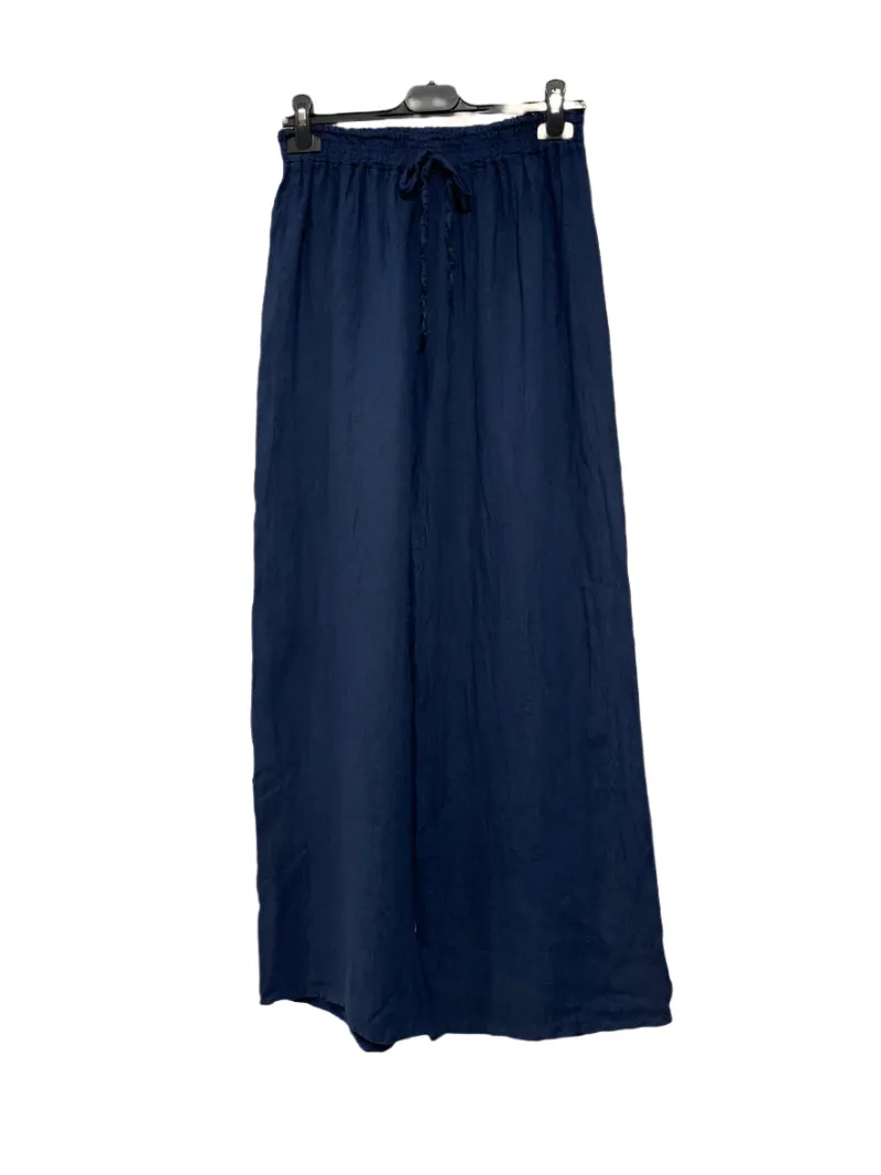 Linen Trousers With Tie Waist Made in Italy One Size
