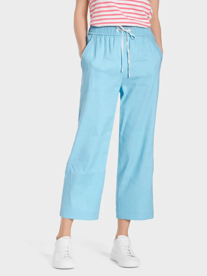 Marc Cain Sports WUSU Linen Trousers In Turquoise WS 81.47 W03 COL 339