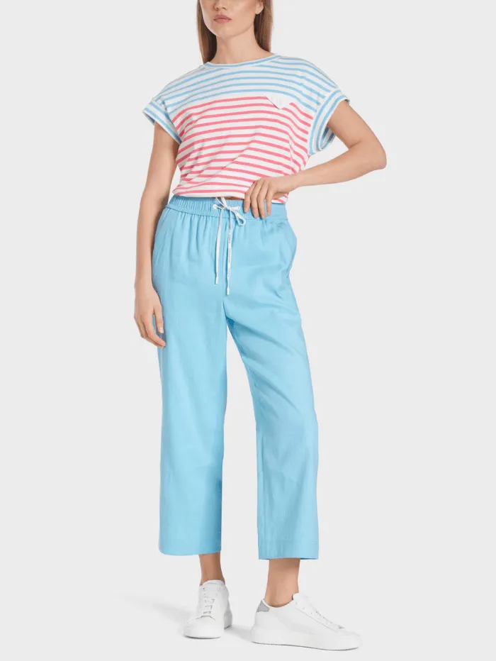 Marc Cain Sports WUSU Linen Trousers In Turquoise WS 81.47 W03 COL 339