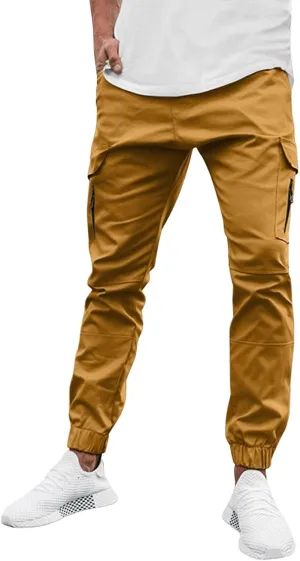 Mens Cargo Pants Relaxed Fit Pockets Trousers for Running Training Mens Joggers Sweatpants Slim Fit Tapered Athletic