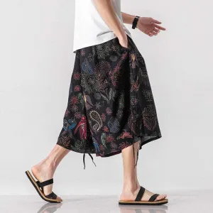 Men's Loose-fit Chinese Style Elephant Flower Beach Pants