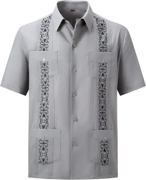 Mens Snap Shirts Casual Guayabera Shirts Short Sleeve