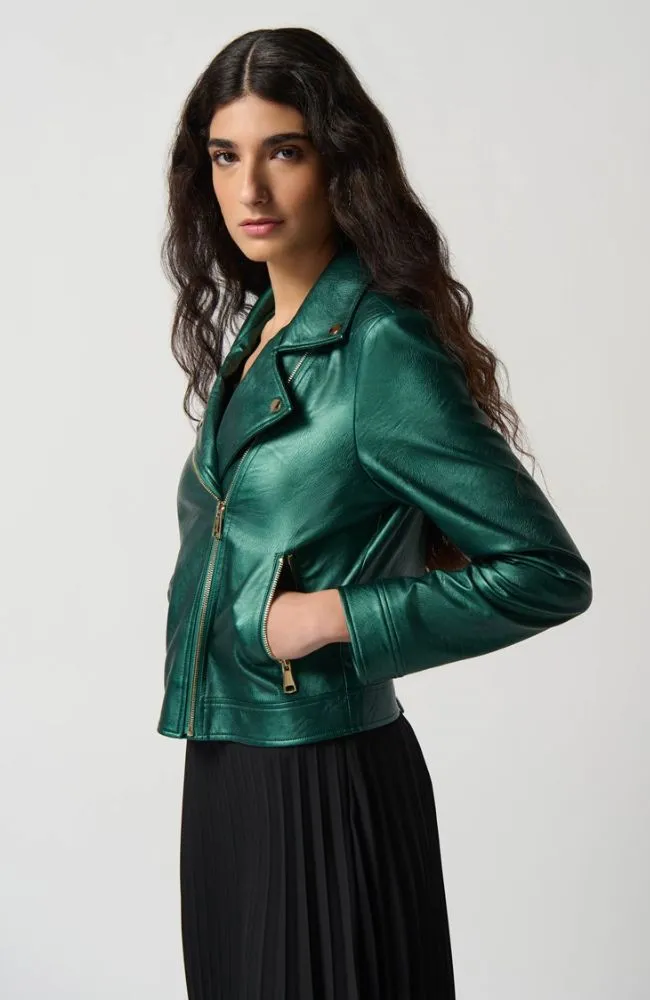 Metallic Faux Leather Jacket