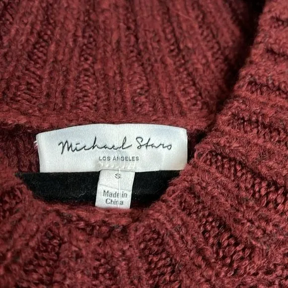 NWT Michael Stars Womens Colorblock Turtleneck Sweater Size S Red Pink & Navy