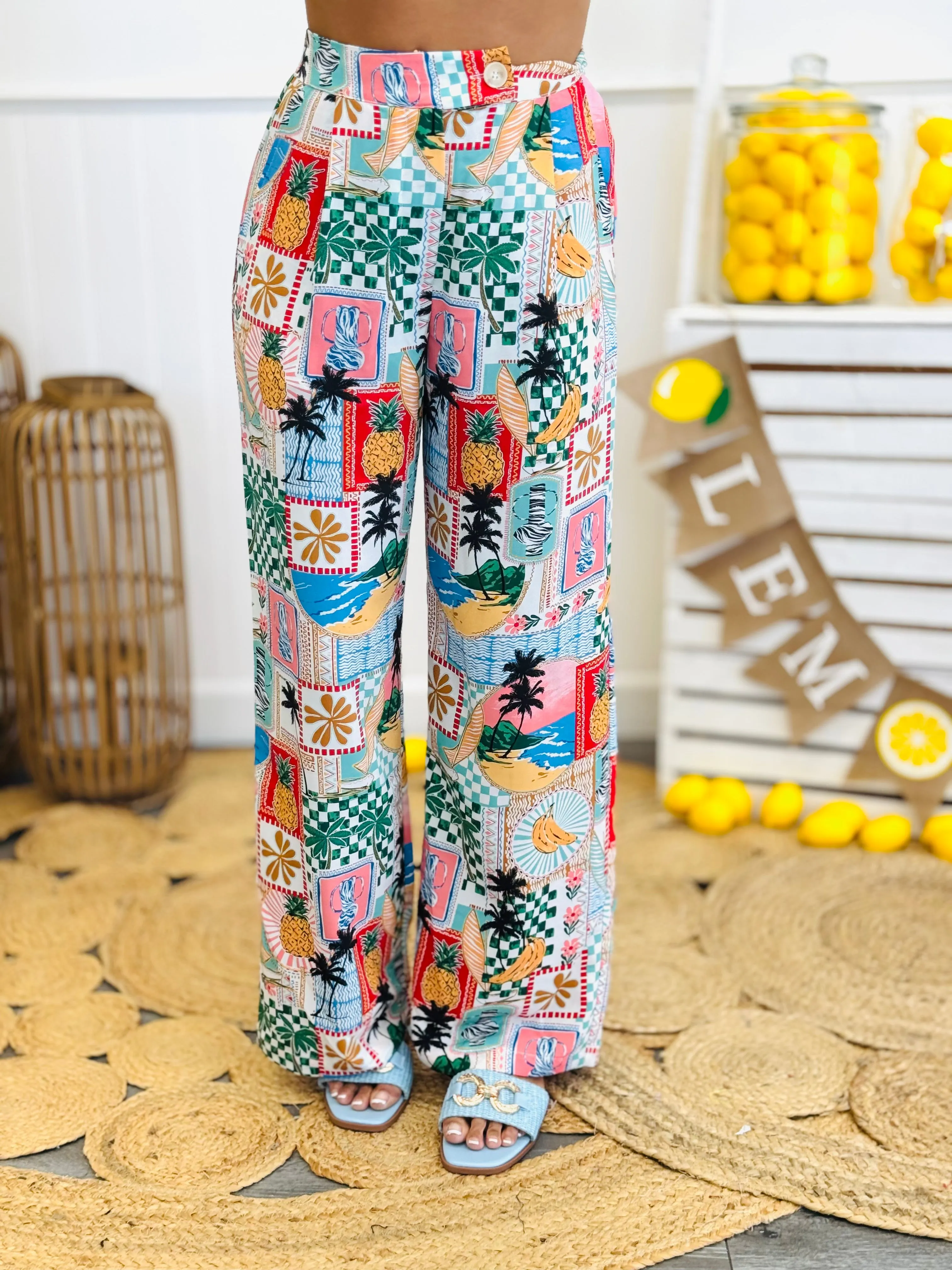 Off White Multi Printed Pocket Pants (Reg. and Plus)