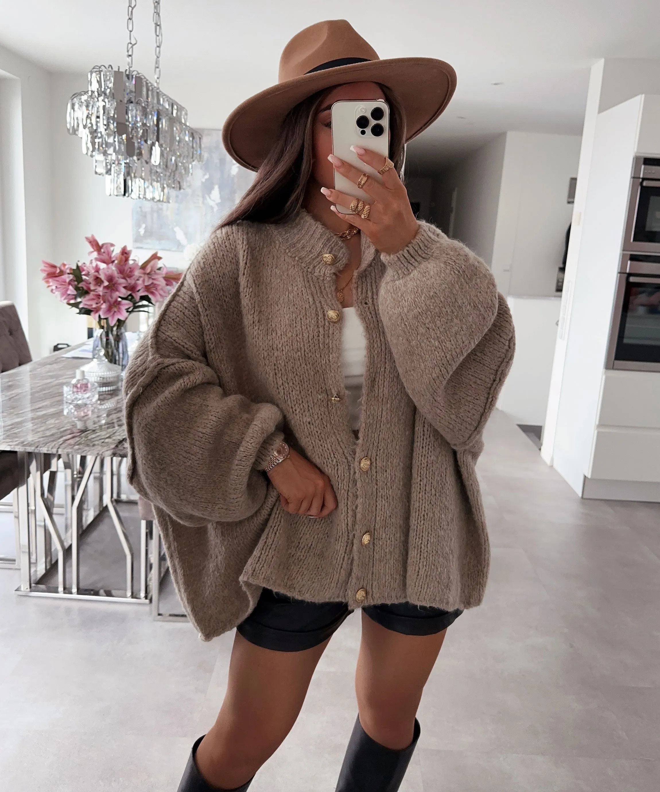 Oversize Strickjacke Jalsien Taupe