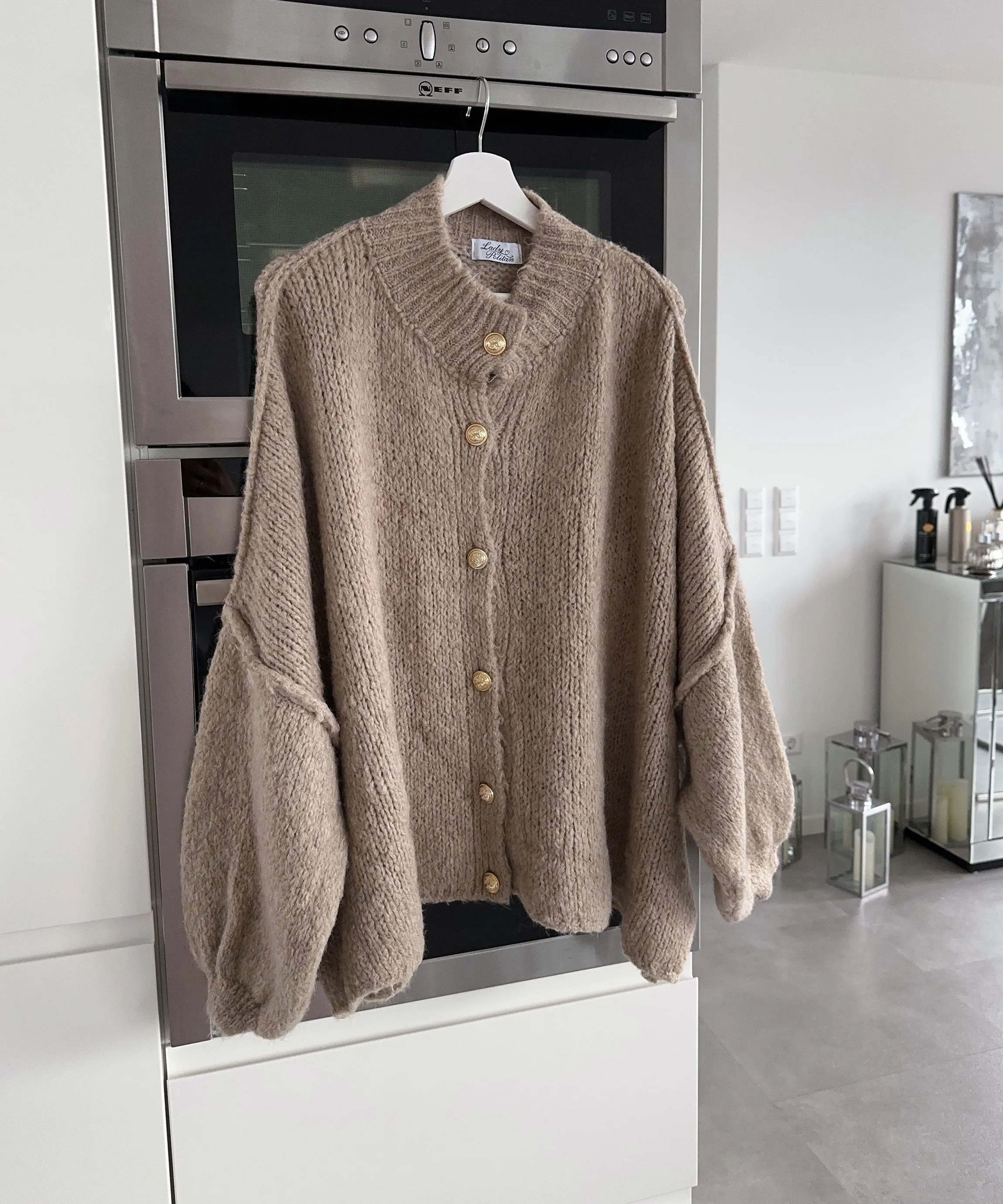 Oversize Strickjacke Jalsien Taupe