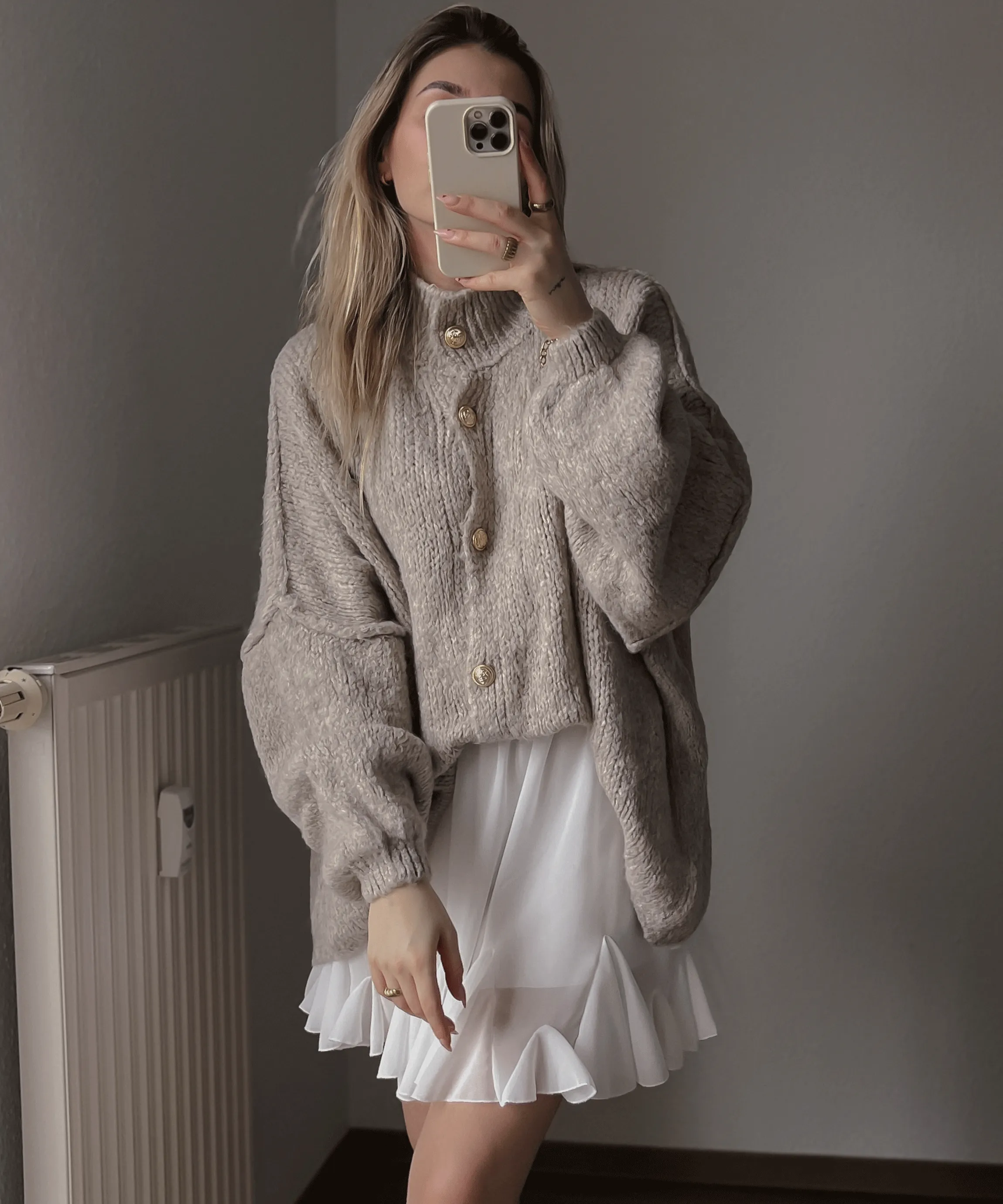 Oversize Strickjacke Jalsien Taupe