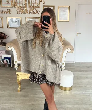 Oversize Strickjacke Jalsien Taupe