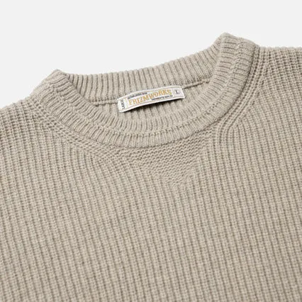 PATCH ROUND PULLOVER KNIT - OATMEAL
