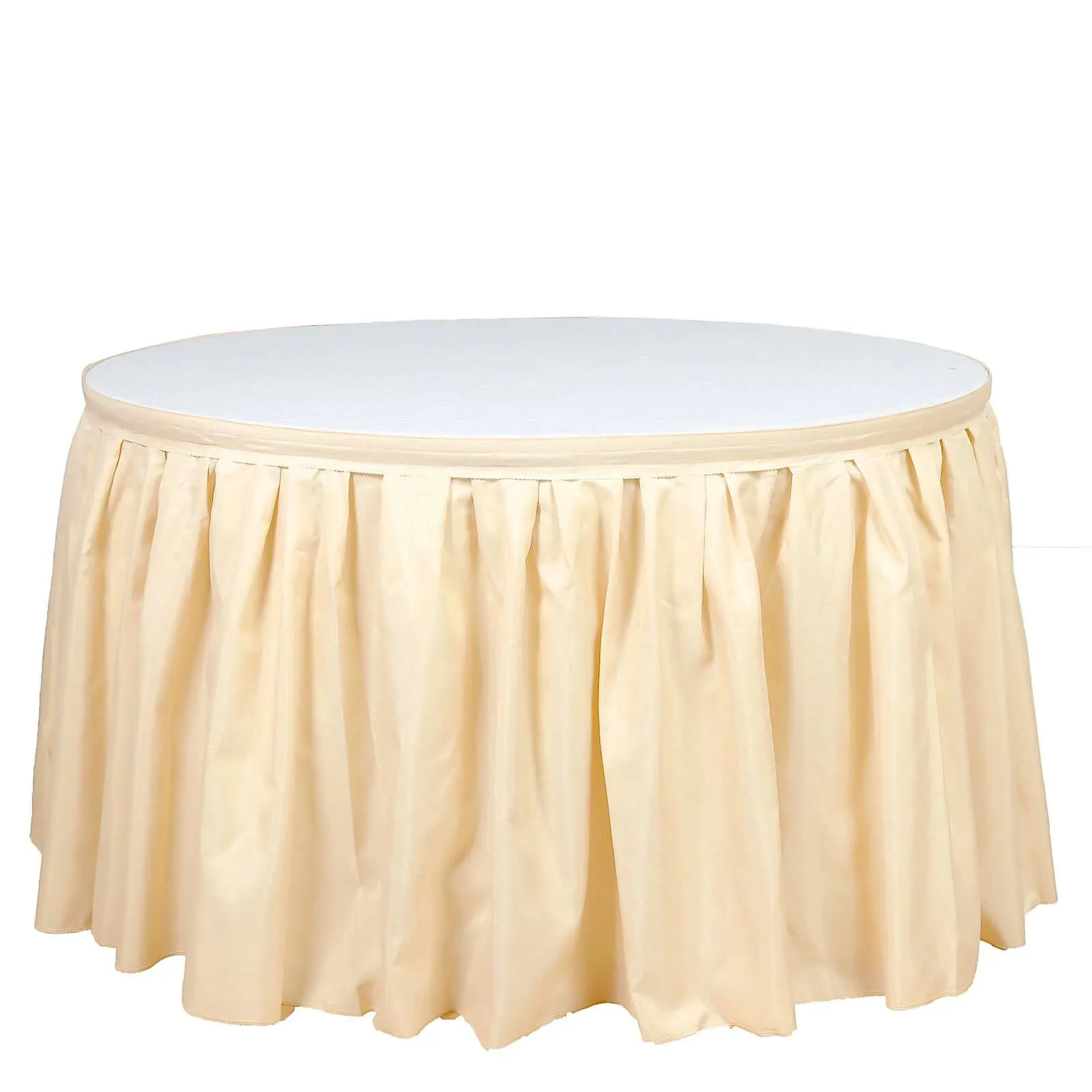 Polyester Table Skirt 17ft Beige - Stylish Pleated Table Cover