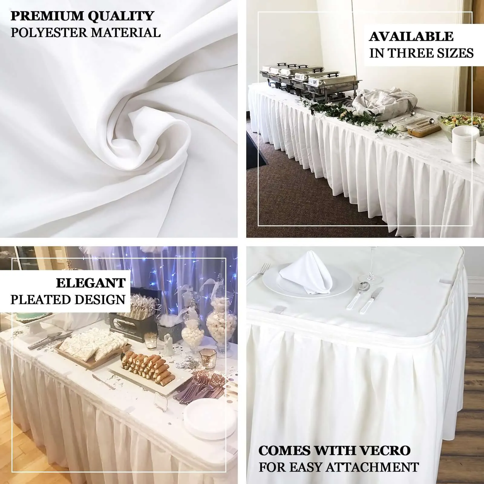 Polyester Table Skirt 17ft Beige - Stylish Pleated Table Cover