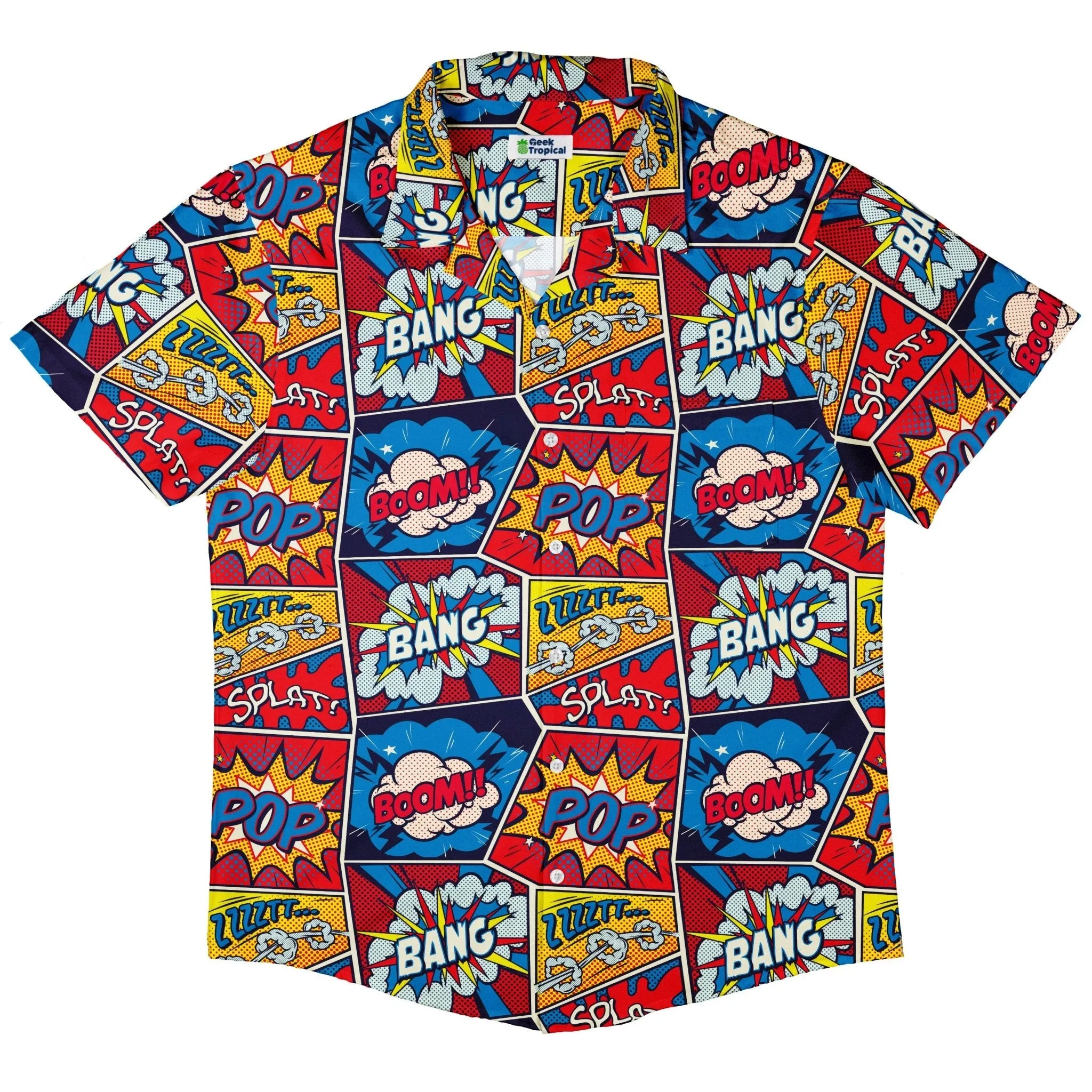 Pop Art Comic Book Red Button Up Shirt