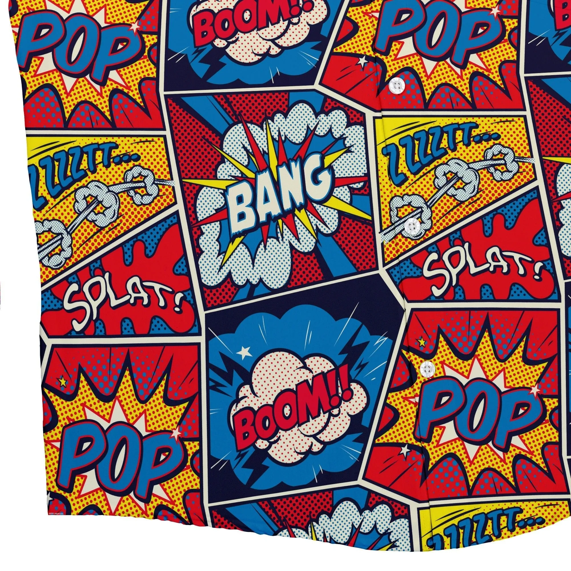Pop Art Comic Book Red Button Up Shirt