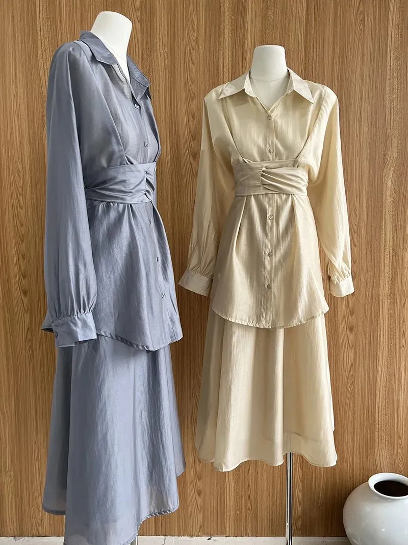 Pre Order:  Back Knot Top   Mid-Calf Skirt Set