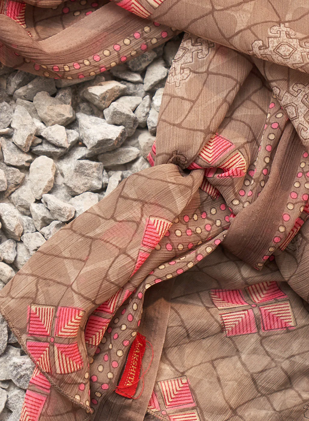 Prisha Brown Printed Rayon Salwar Kurta Set with Dupatta