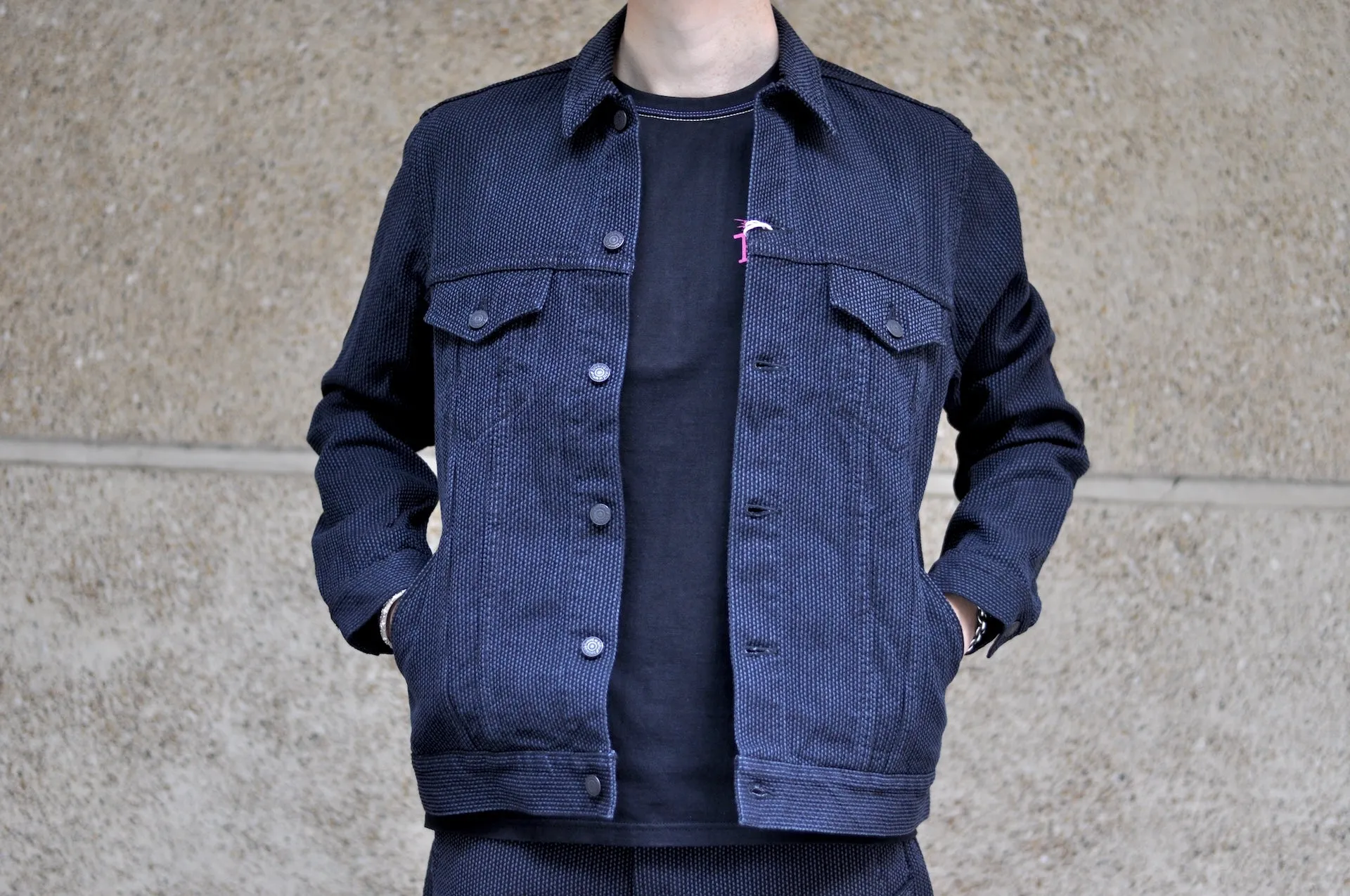 Pure Blue Japan 14oz Sashiko Type 3 Jacket (Black)