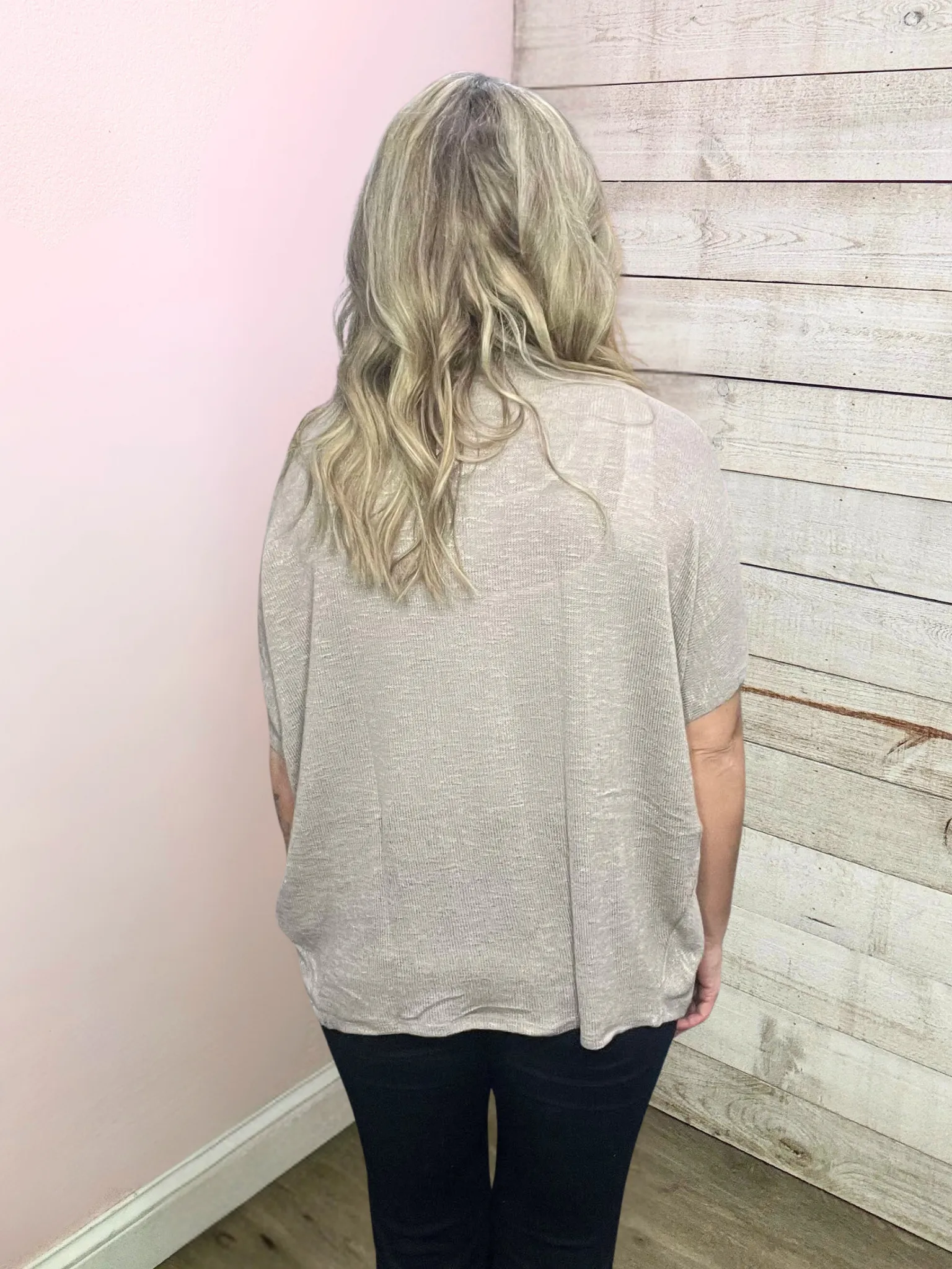 "Final Touch" Short Sleeve Cardigan- Khaki