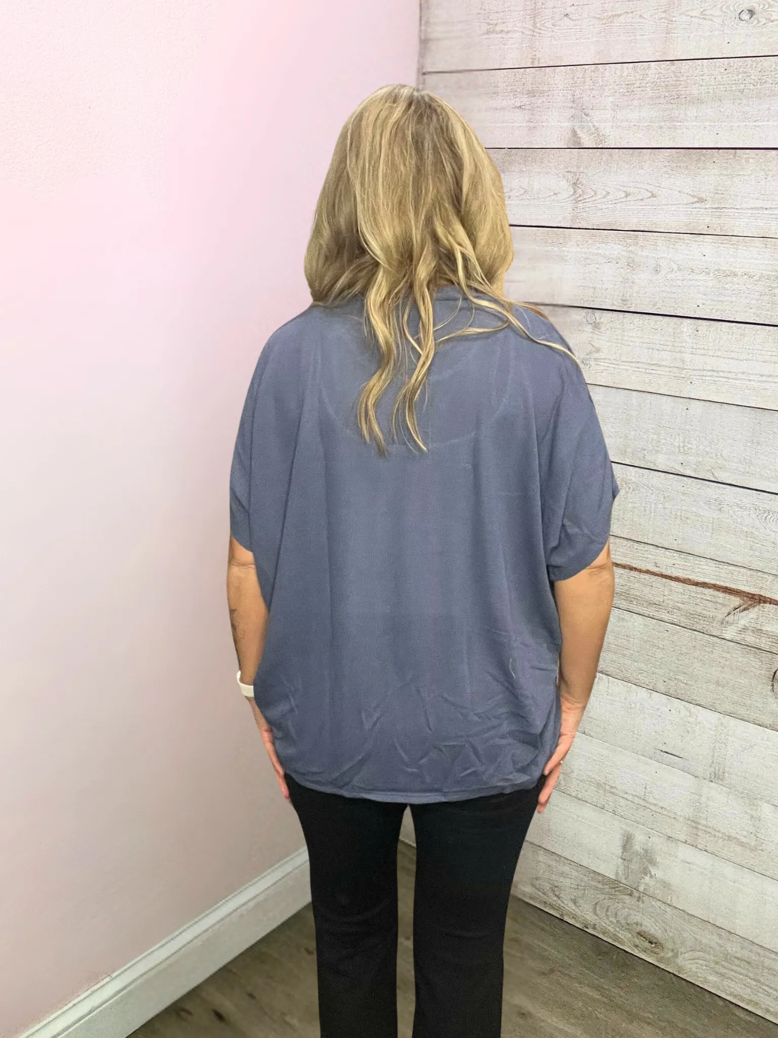 "Final Touch" Short Sleeve Cardigan- Navy