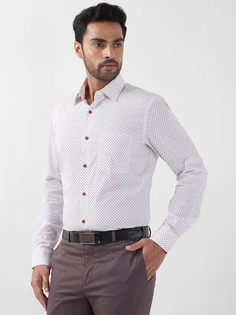 Raymond Men Blue Printed Regular Fit Cotton Blend Formal Shirts