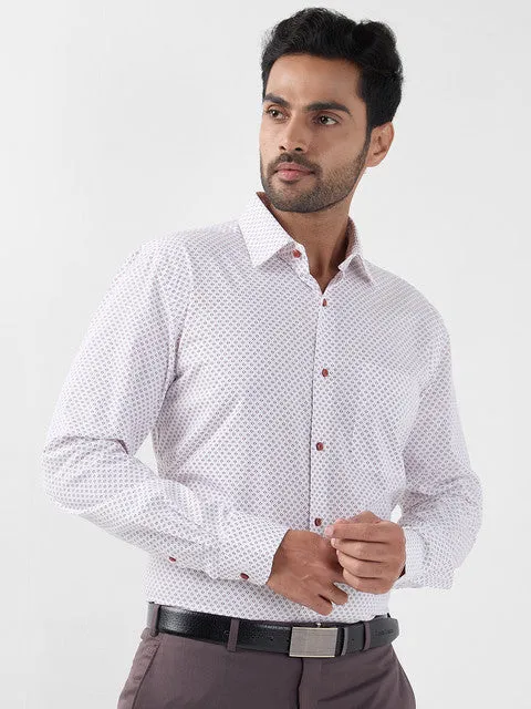 Raymond Men Blue Printed Regular Fit Cotton Blend Formal Shirts