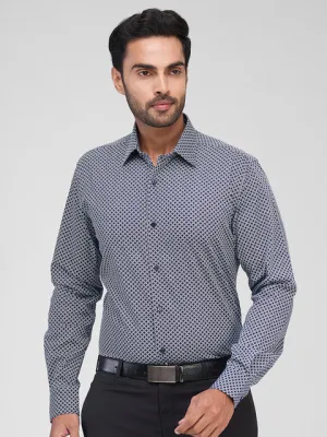 Raymond Men Blue Printed Regular Fit Cotton Formal Shirts