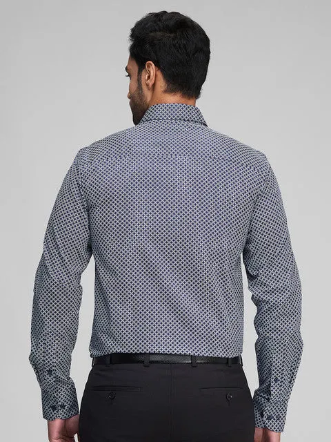 Raymond Men Blue Printed Regular Fit Cotton Formal Shirts