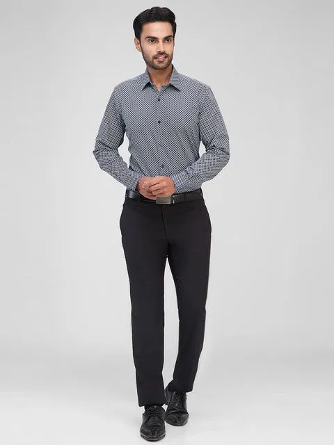 Raymond Men Blue Printed Regular Fit Cotton Formal Shirts