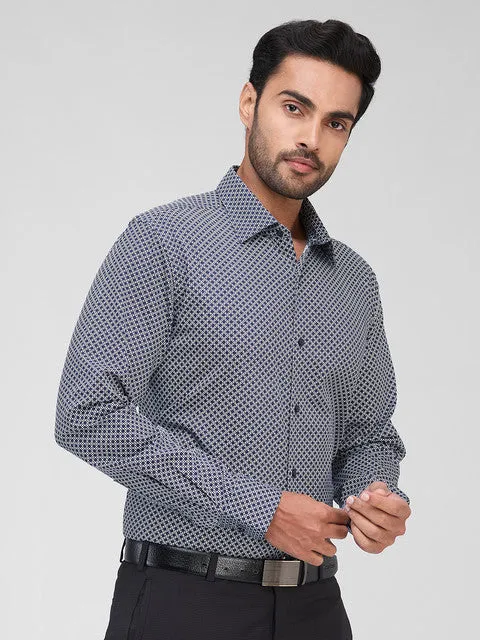 Raymond Men Blue Printed Regular Fit Cotton Formal Shirts