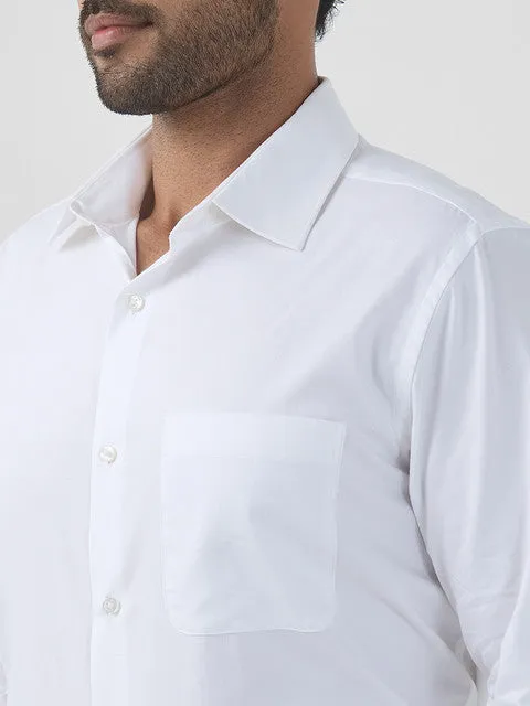 Raymond Men White Solid Contemporary Fit Cotton Stain Proff Formal Shirt