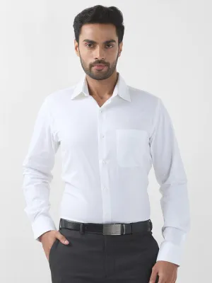 Raymond Men White Solid Contemporary Fit Cotton Stain Proff Formal Shirt