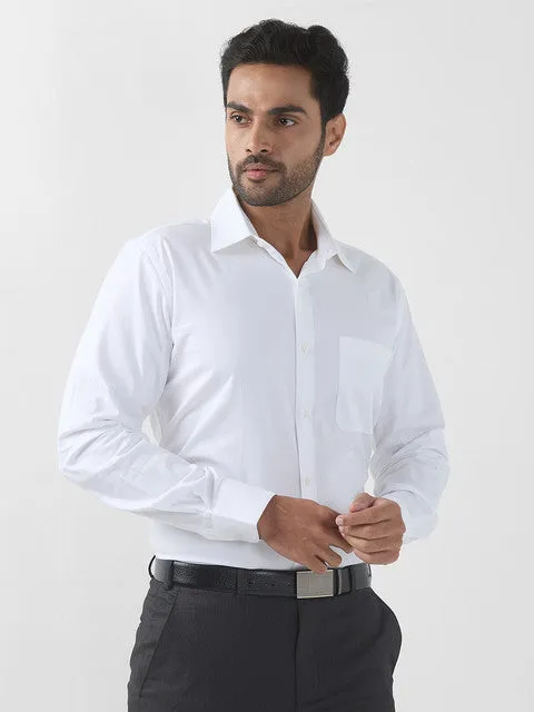Raymond Men White Solid Contemporary Fit Cotton Stain Proff Formal Shirt
