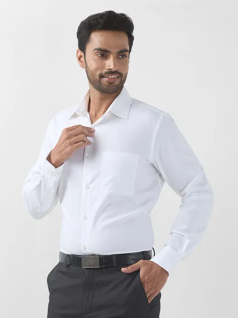 Raymond Men White Solid Contemporary Fit Cotton Stain Proff Formal Shirt