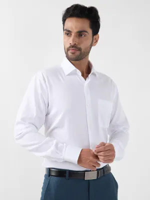 Raymond Men White Solid Contemporary Fit Cotton Wrinkle Free Formal Shirt