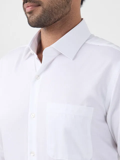 Raymond Men White Solid Contemporary Fit Cotton Wrinkle Free Formal Shirt