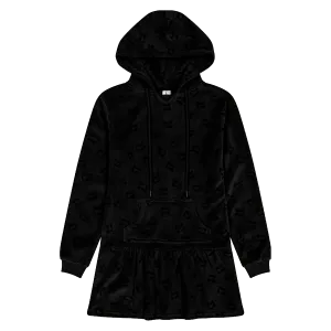 Retro Kid Black Velour Hooded Dress