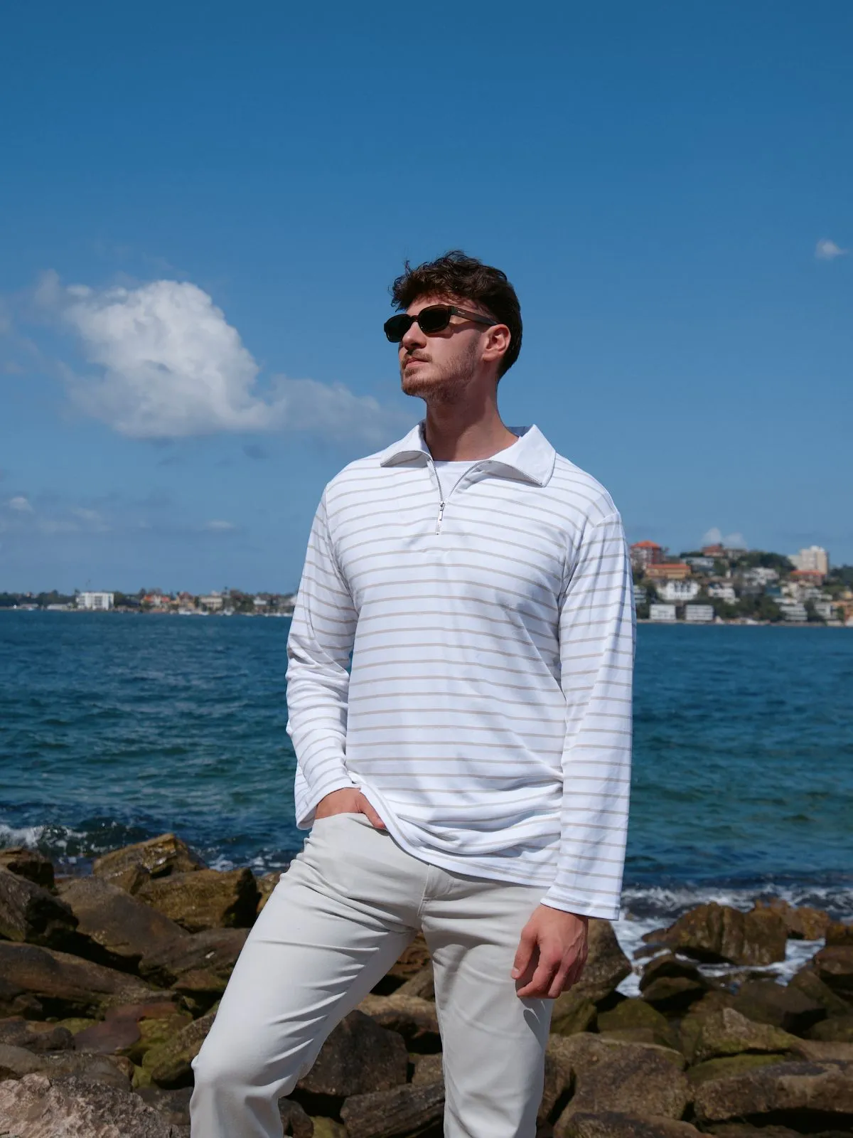 Riviera Caramel Zip Polo