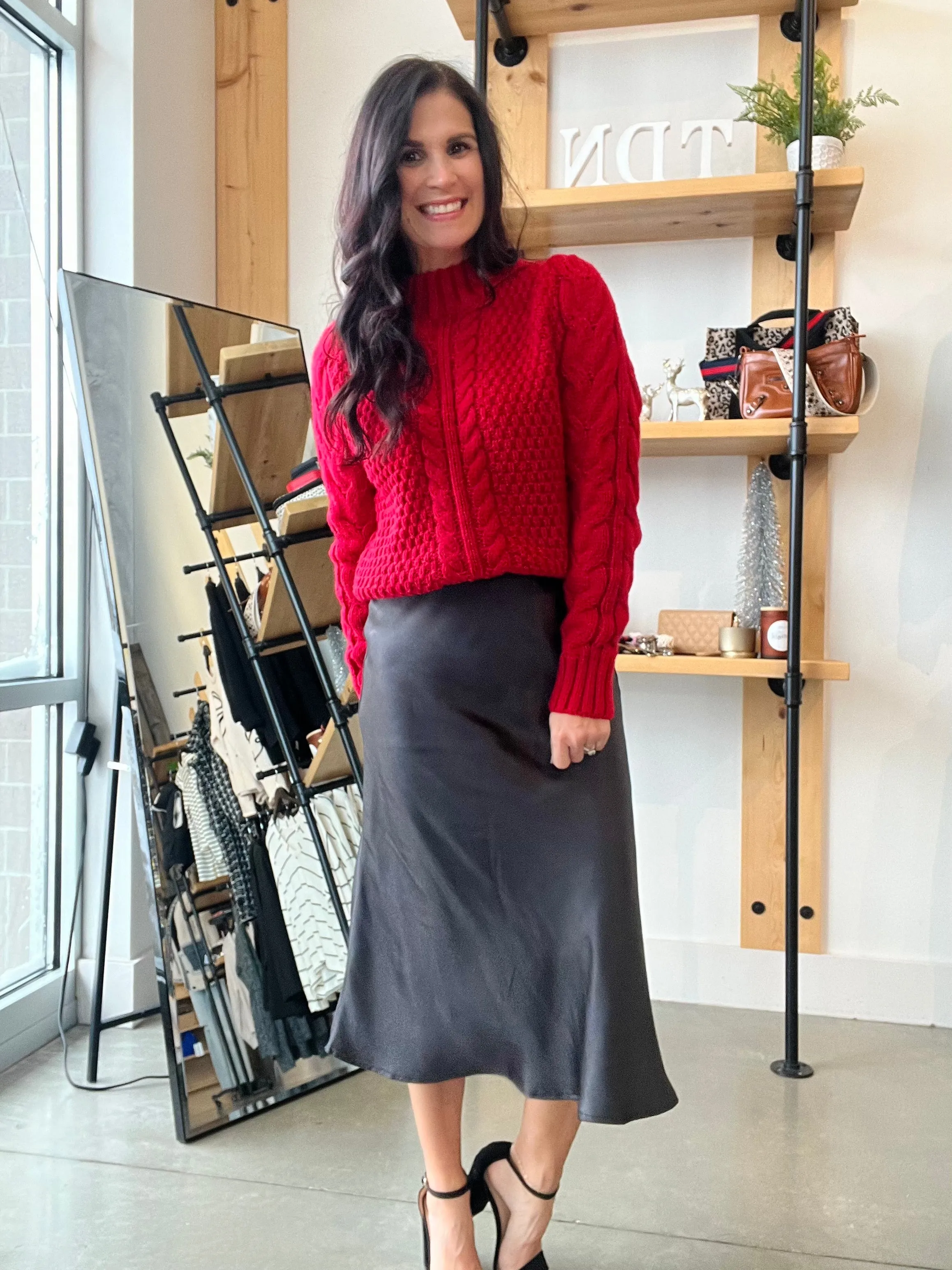 Satin Midi Skirt