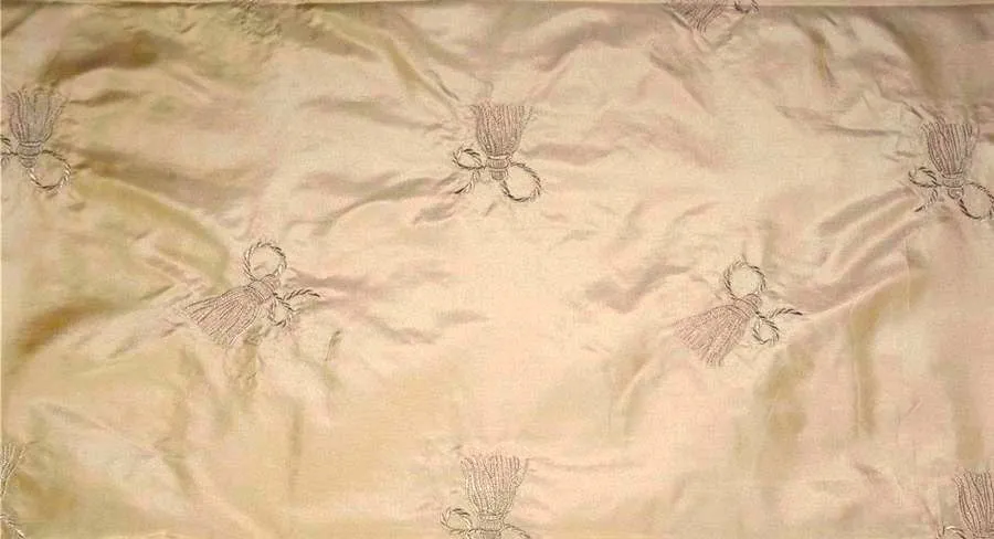 SILK TAFFETA FABRIC LIGHT GOLD X GOLD EMBROIDERY 54" WIDE TAF#E17[2]