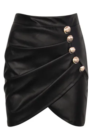 Siobhan Faux Leather Front Wrap Skirt
