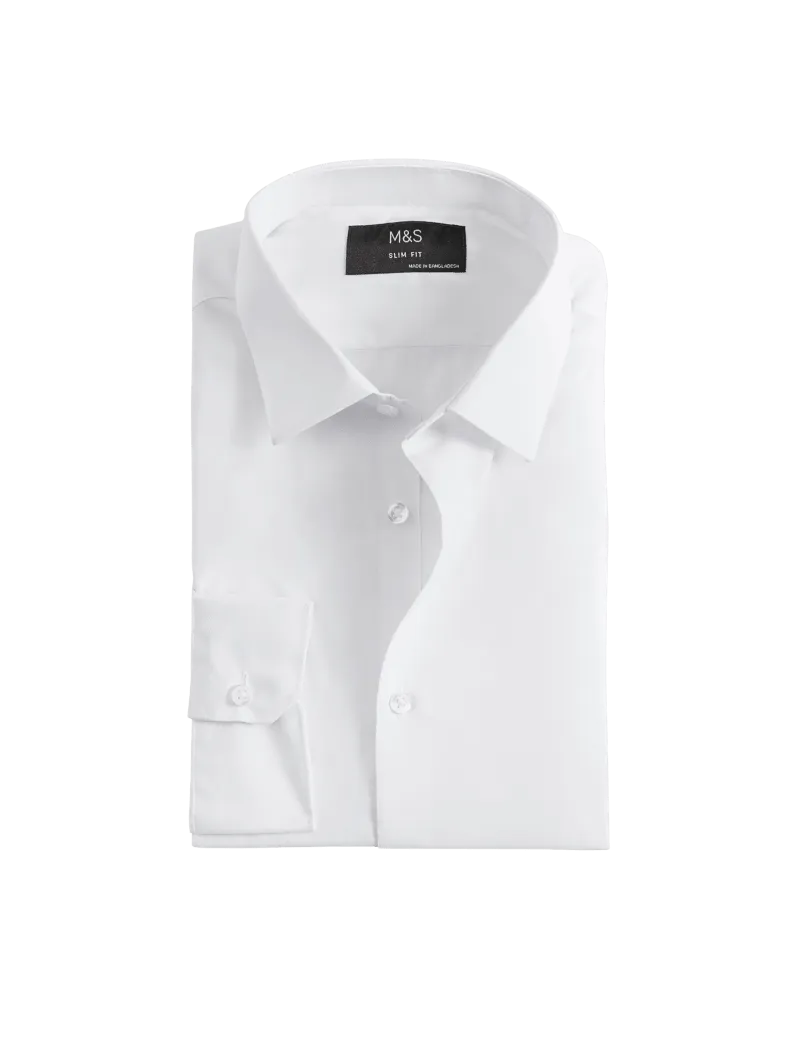 Slim Fit Easy Iron Cotton Blend Shirt