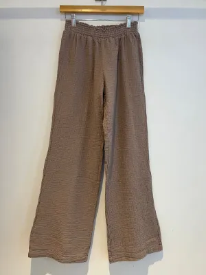 SMOCKED WAIST WIDE LEG PANT