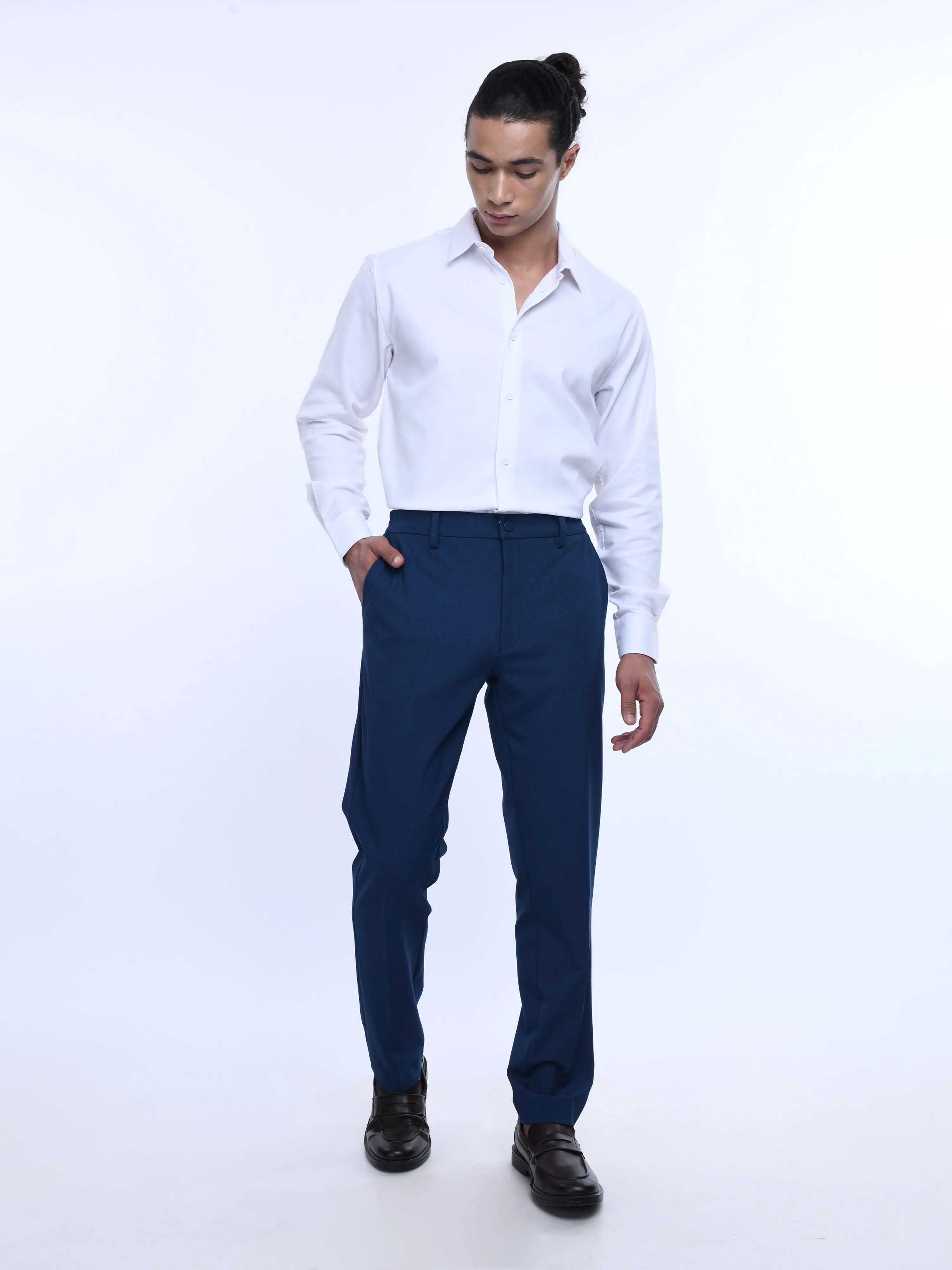 Soft Handle Tailored Blue Trousers