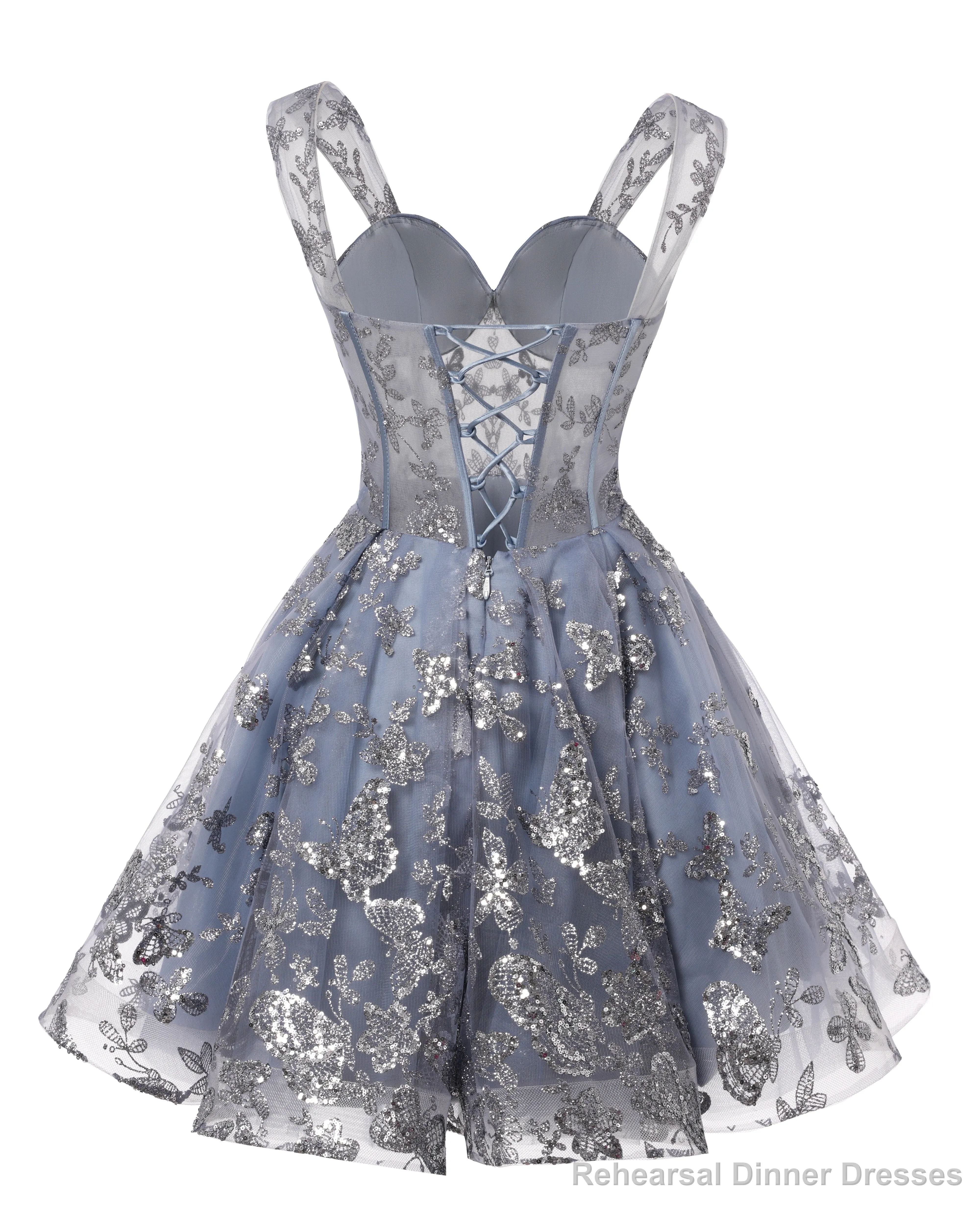 Teens Sparkly Tulle Light Blue Homecoming Dresses Spaghetti Straps Short Cocktail Party Prom Dress