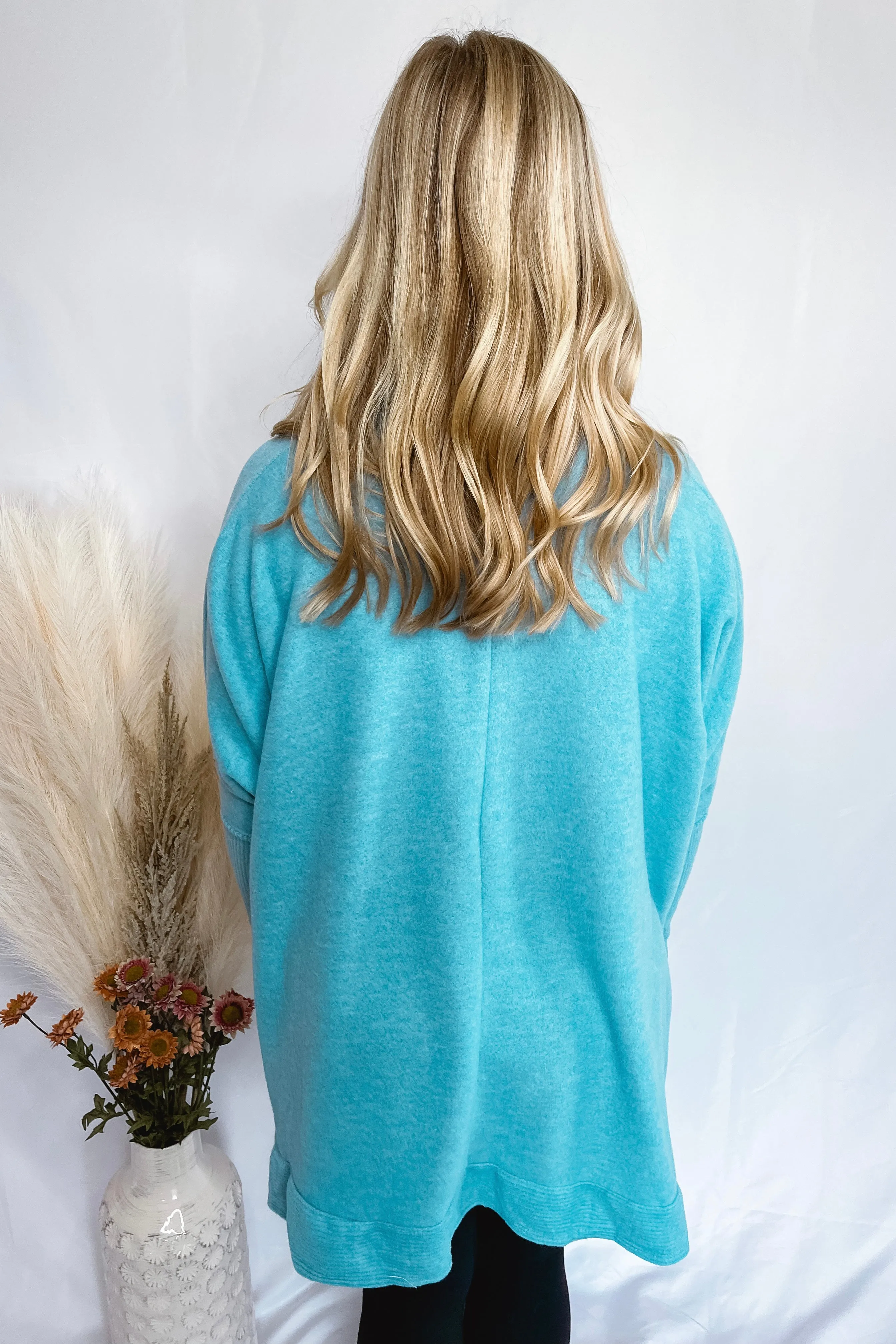 Ticket To Cozy Brushed Turtleneck Pullover - Blue